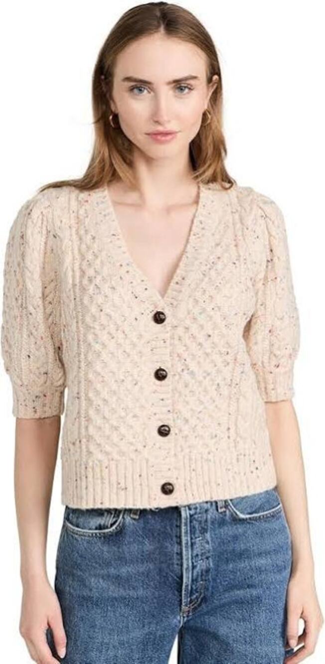 Size XXL Sweater Rails Isla Short Sleeve Wool Blend Cardigan Confetti